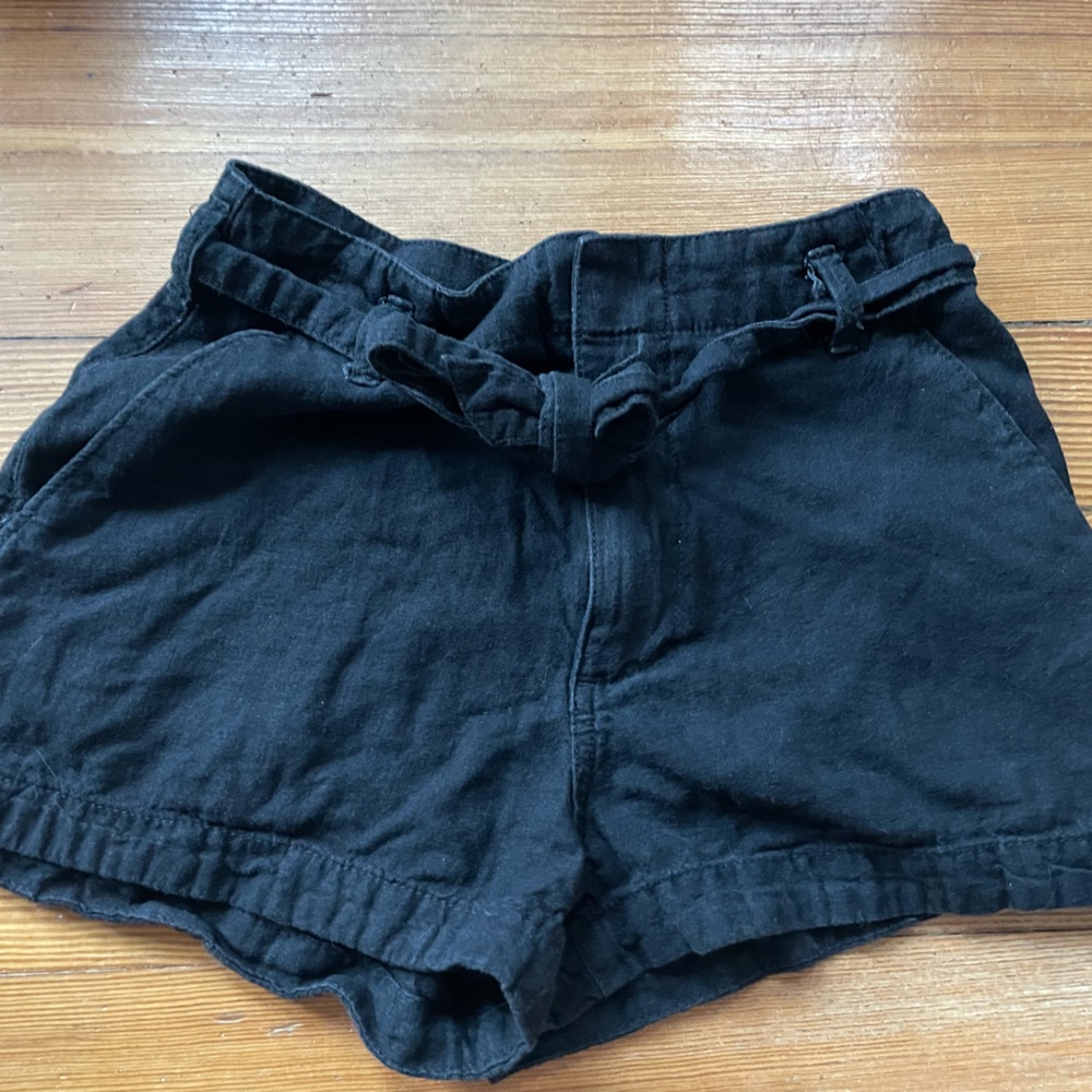 Abercrombie and Fitch XS Black Linen Tie Waist Shorts